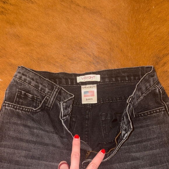 Vibrant Black High Rise Distressed Jeans size 25 - Picture 3 of 6